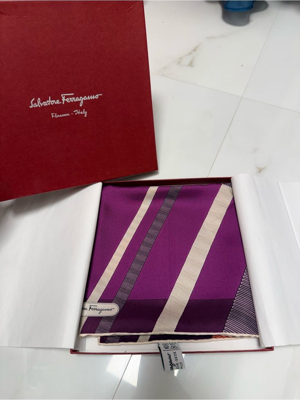Salvatore Ferragamo Magenta Silk Scarf